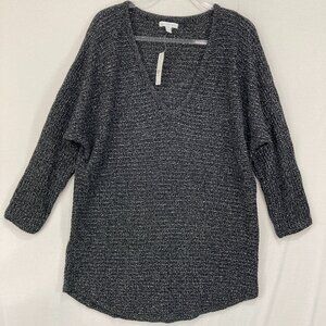 NWT New York & Company Sweater sz XL Black Metallic V-Neck Dolman Sleeve Relaxed